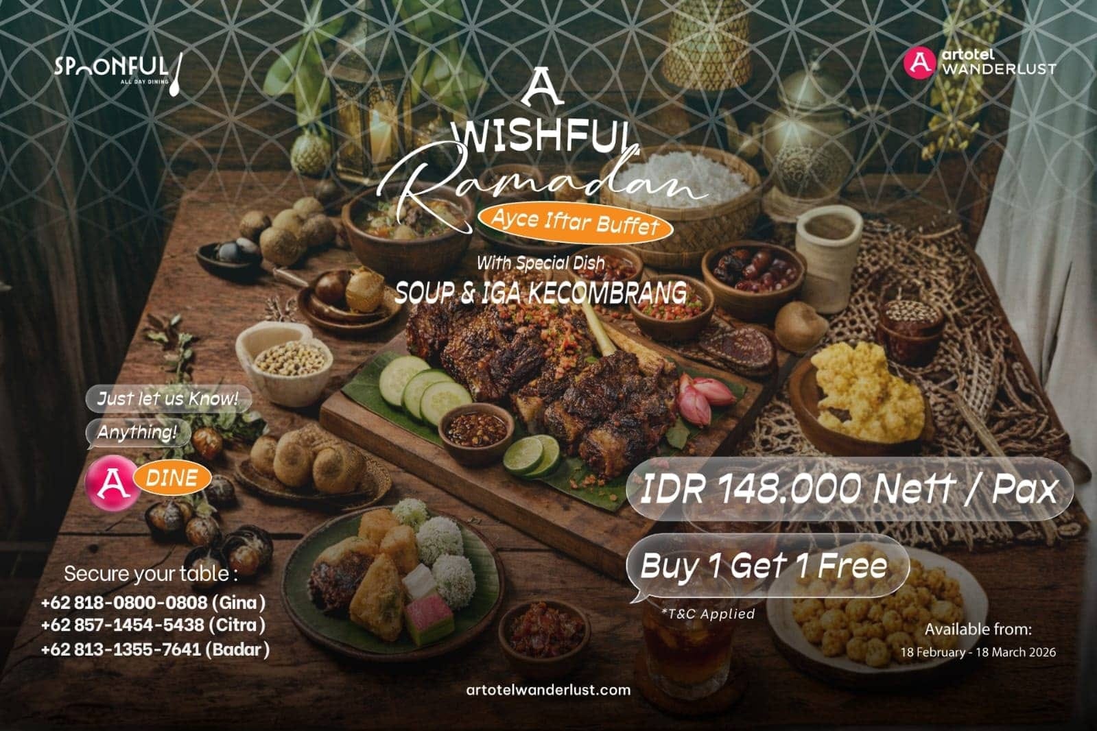 'A Wishful Ramadan': Promo Iftar Buffet AYCE Spesial di Bandung 2026