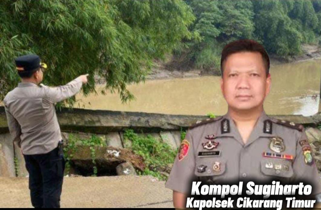 Cegah Banjir Cikarang Timur: Aksi Cepat Kapolsek Pantau Kali Cibeet