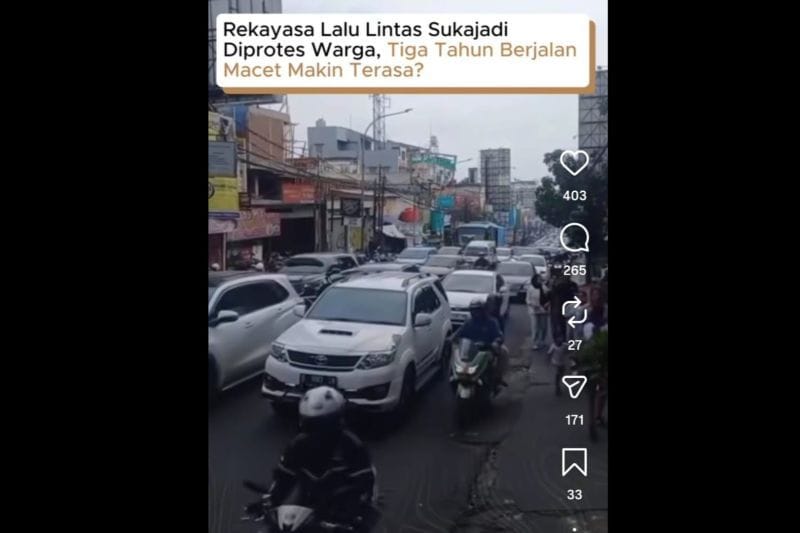 Kemacetan Sukajadi 3 Tahun: DPRD Jabar Desak Evaluasi Satu Arah